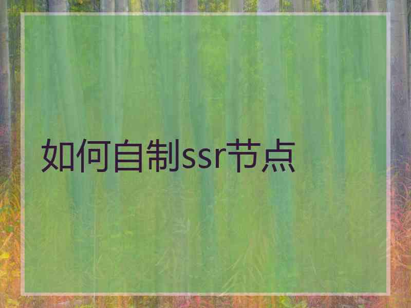 如何自制ssr节点