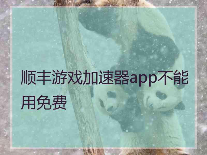 顺丰游戏加速器app不能用免费