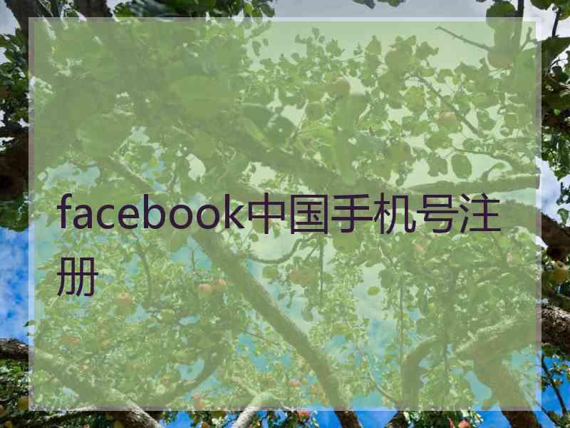 facebook中国手机号注册