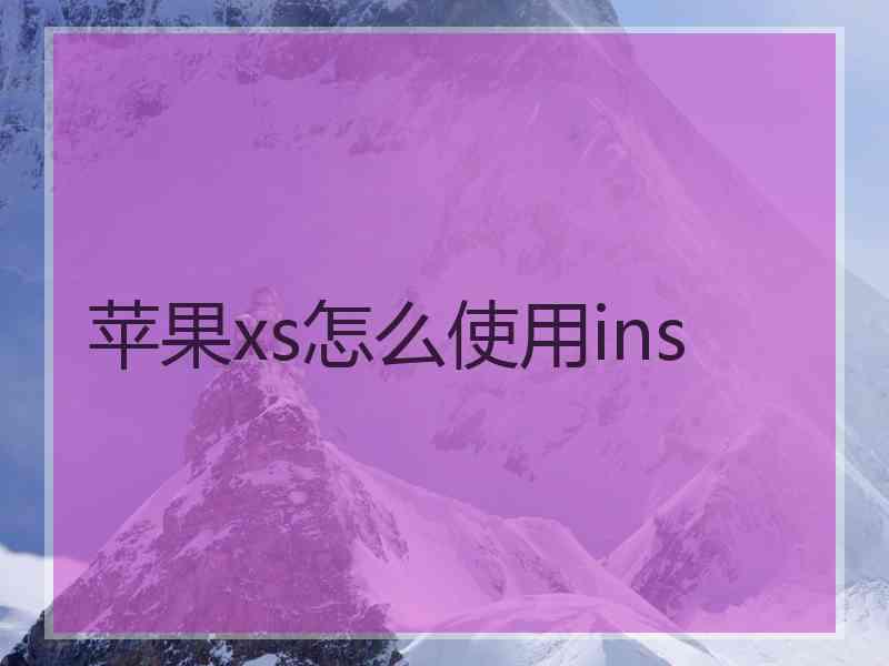 苹果xs怎么使用ins