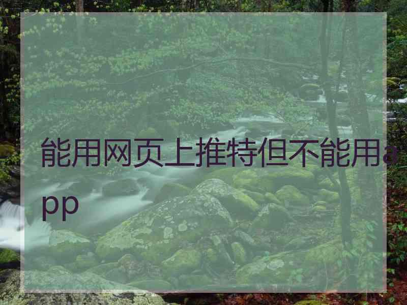 能用网页上推特但不能用app