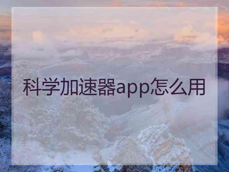 科学加速器app怎么用