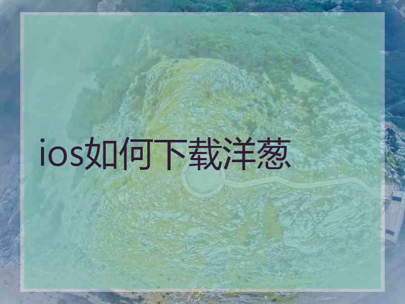 ios如何下载洋葱